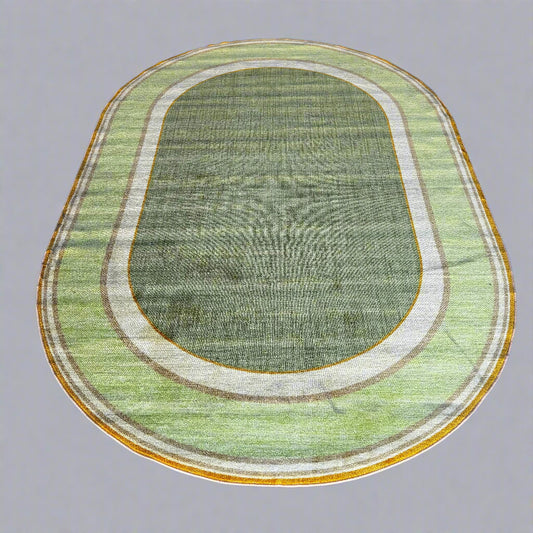 KAPLAN Sense Of Place Lowland Stripe 12'L x 8'W Oval Green 301627