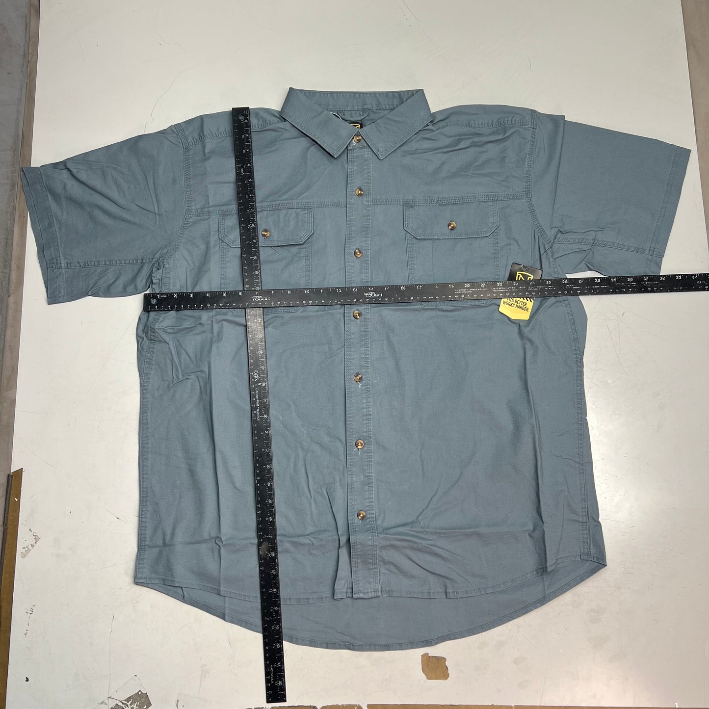 NOBLE OUTFITTERS Short Sleeve Weathered Work Shirt Men's Sz XXL-R Light Blue 12005