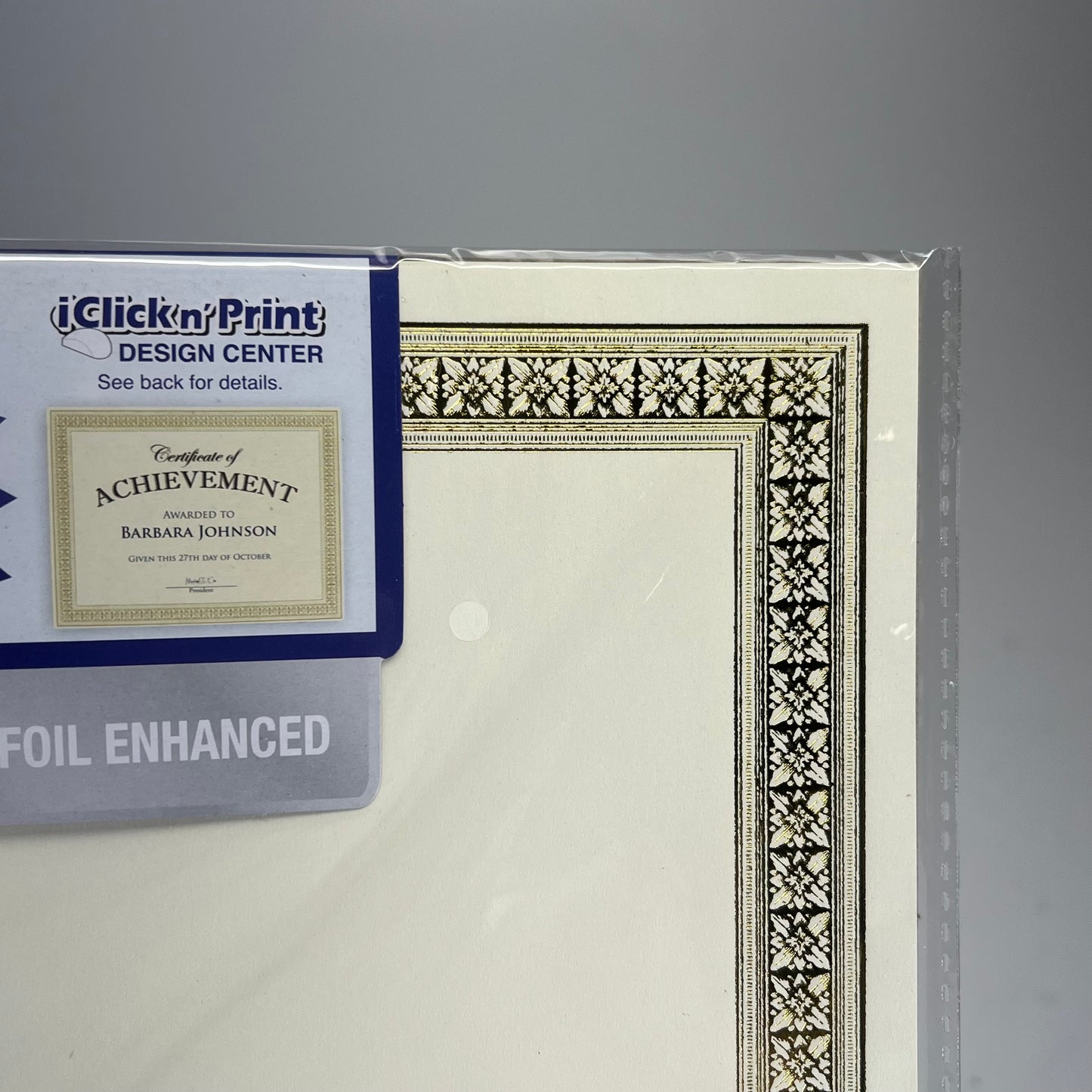 GEOGRAPHICS (4 PACK, 12 EACH) Foil Certificates 8.5"x11" Gold/Off White 45492