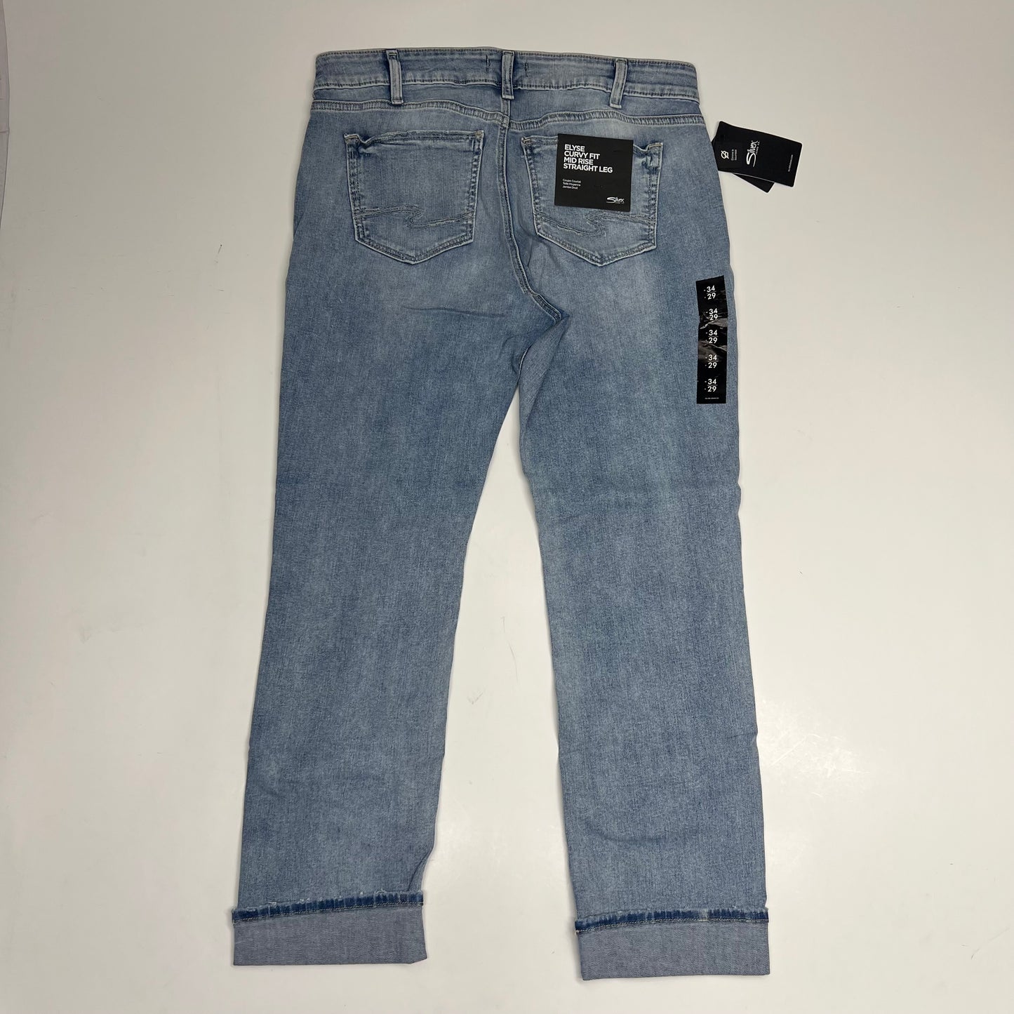 SILVER JEANS CO Elyse Curvy Fit Mid Rise Straight Leg Women's Size 34/29 Indigo
