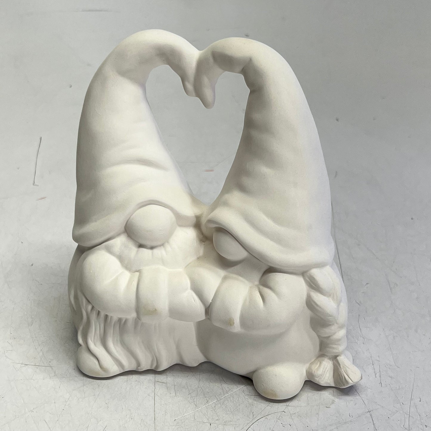 GARE Blank Ceramic Mr & Mrs Heart Gnome for Glazing & Painting 8"x6"x4" 032425