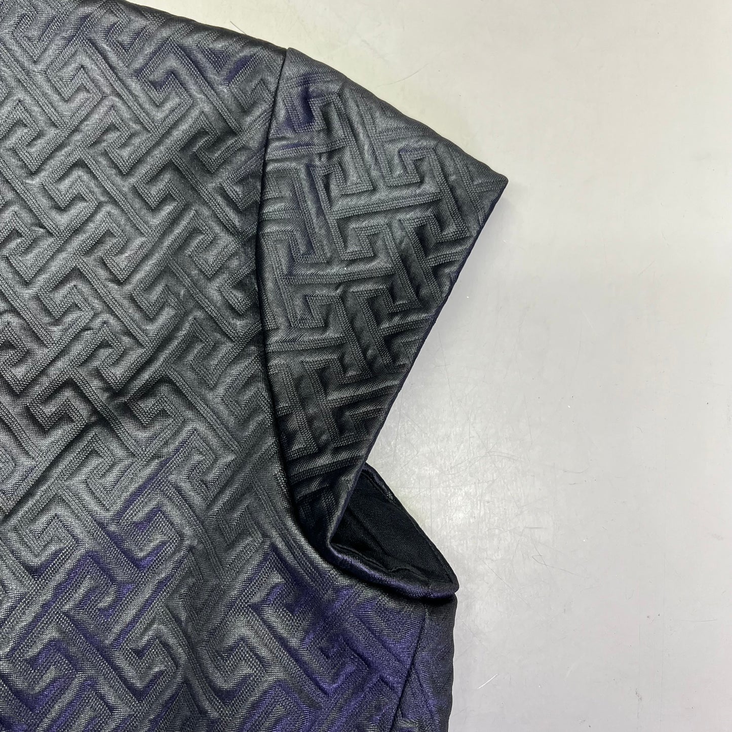 NATORI Textured Quilted Vest Maze Short Sleeve Cardigan Women's Sz XL Black