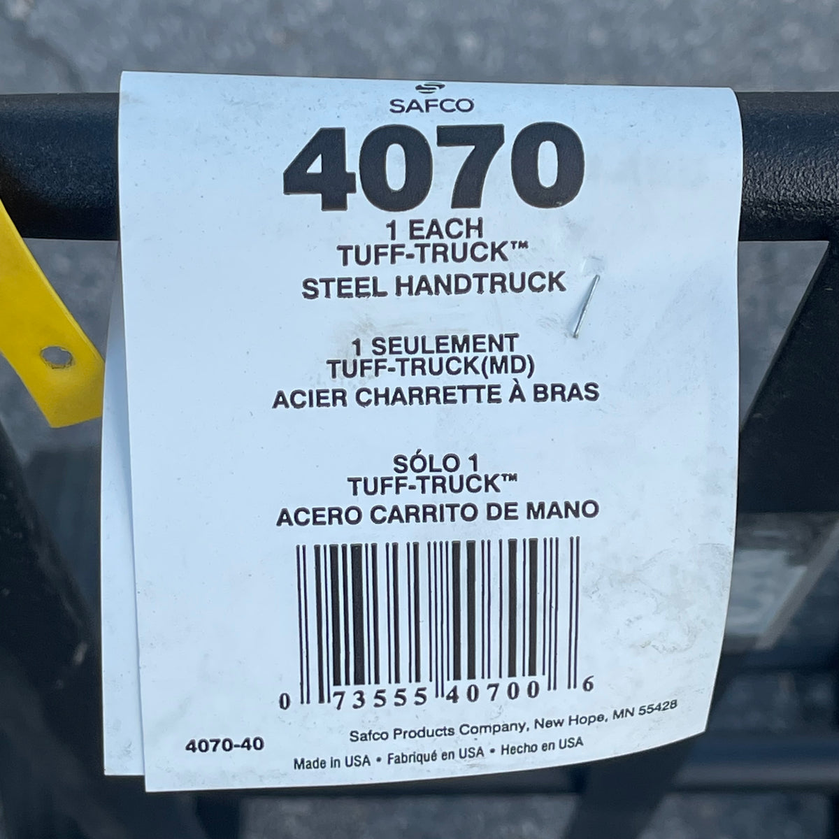 SAFCO Tuff-truck Steel Handtruck 14"x7" Toe Plate Black 4070 MADE IN USA