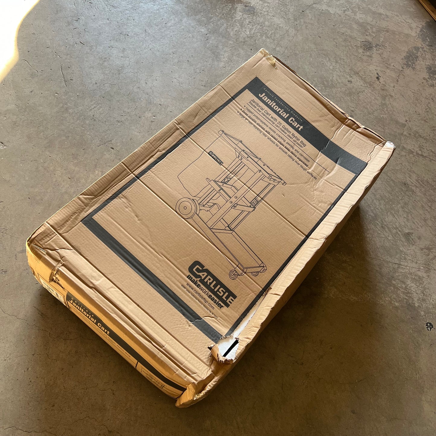 CARLISLE Polypropylene Janitor Cart W/ Shelving 25 Gal Bag Grey JC1945L23