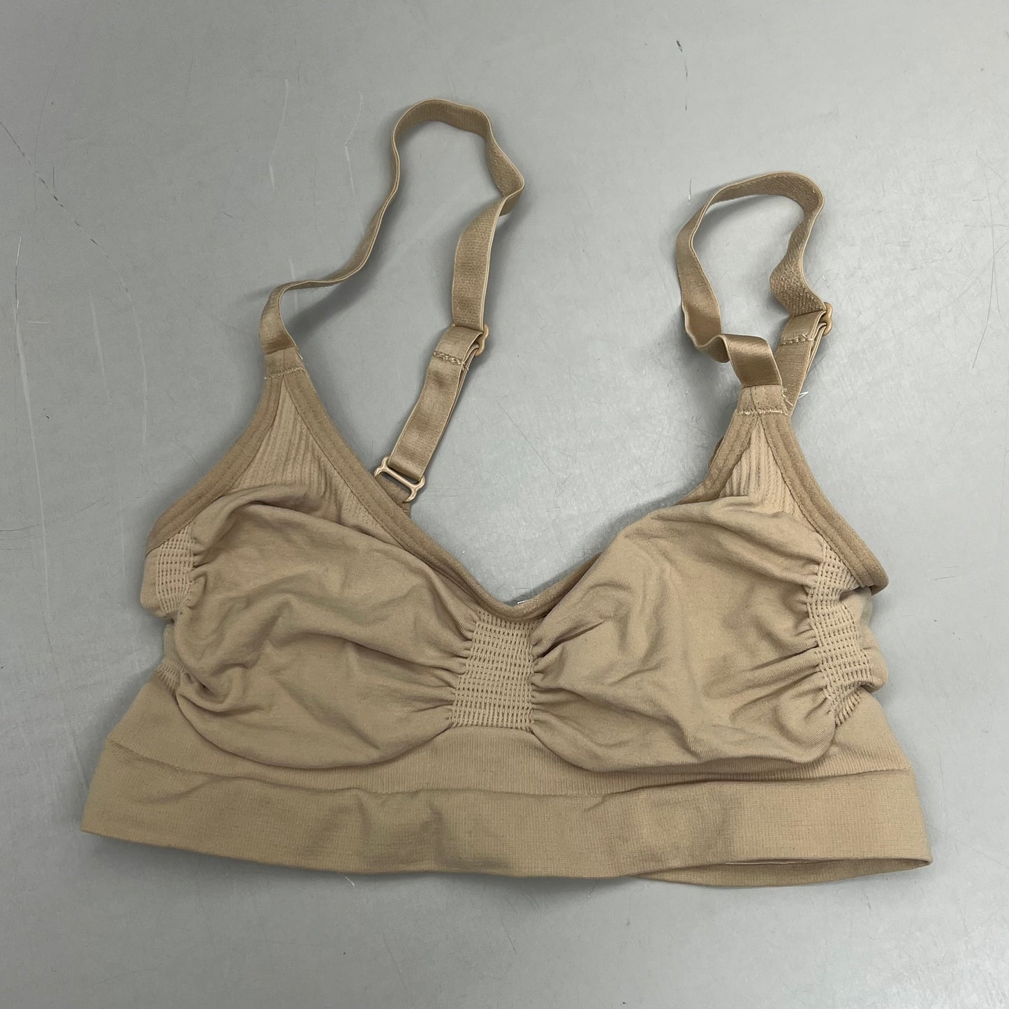 SKIMS Strong Support Seamless Sculpt Bralette Pique Stitching Women's Sz S Clay