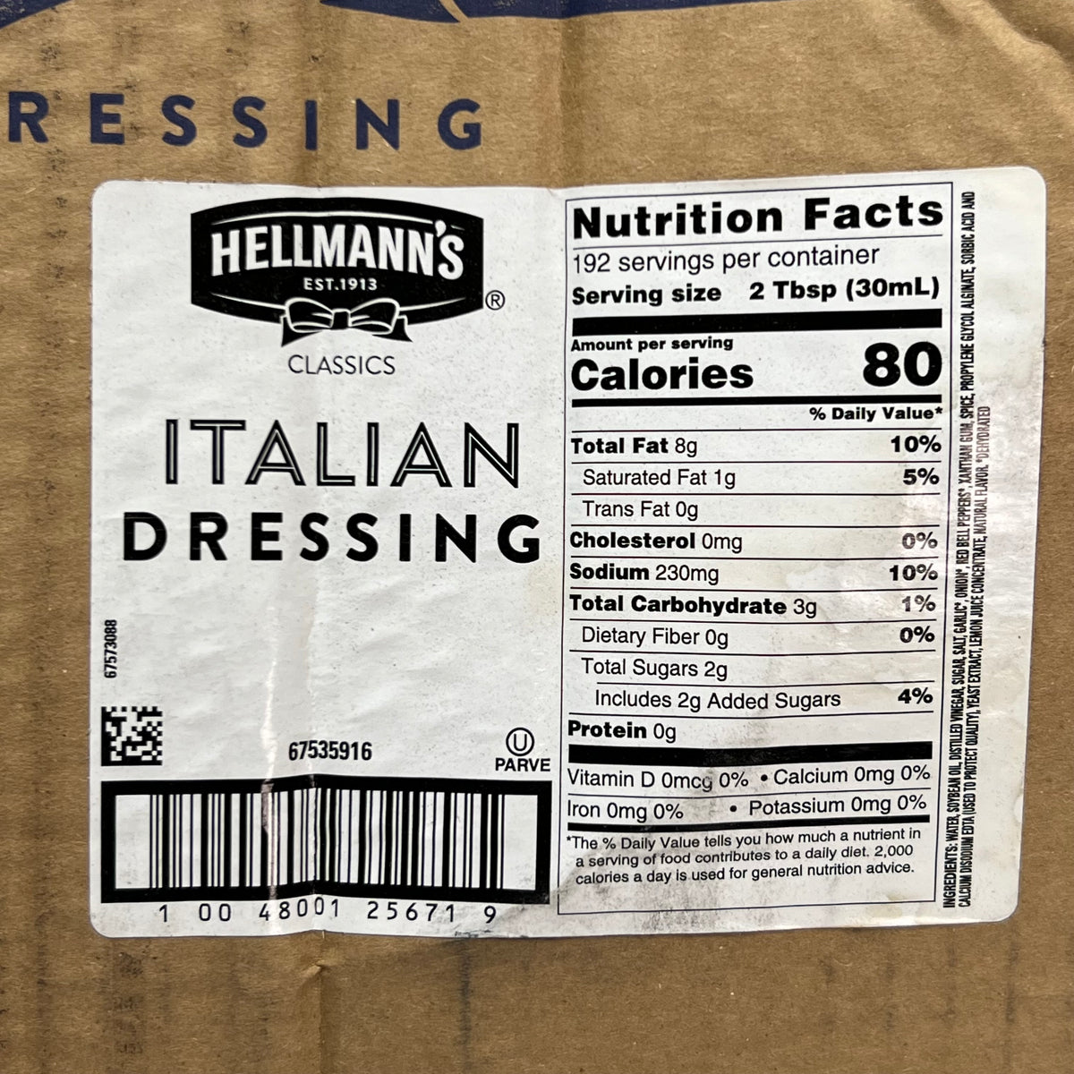 ZA@ HELLMANN'S (6 PACK) Italian Salad Dressing Salad Bar Bottles 32 fl oz. BB 06/27 67535916 (New Other, Distressed Box)