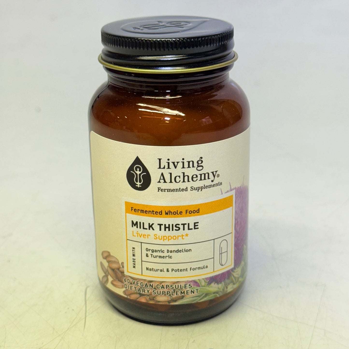LIVING ALCHEMY Milk Thistle Liver Support BB 08/27 - 60 Vegan Capsules