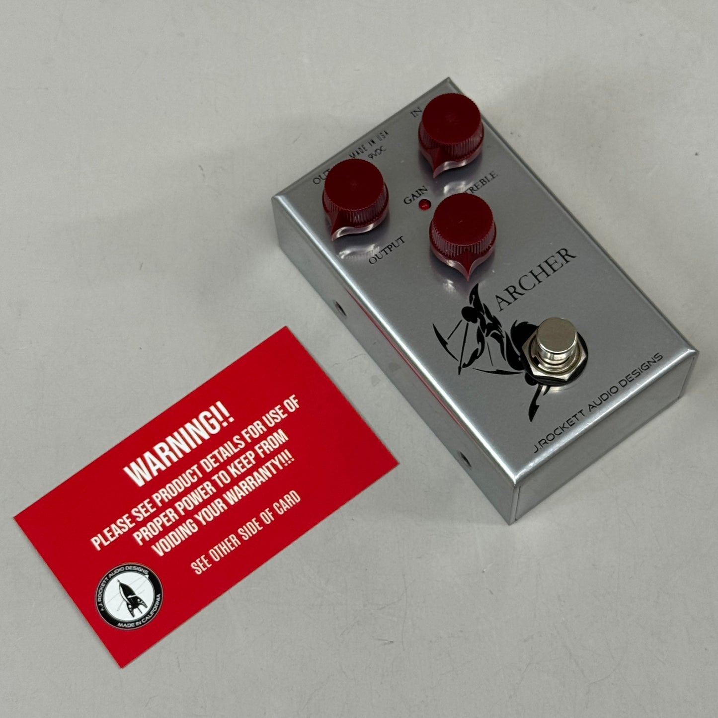 J.ROCKET AUDIO DESIGNS Archer Overdrive Boost OD Guitar Effects Pedal 5"L x 3"W x 7"H Silver AR010293