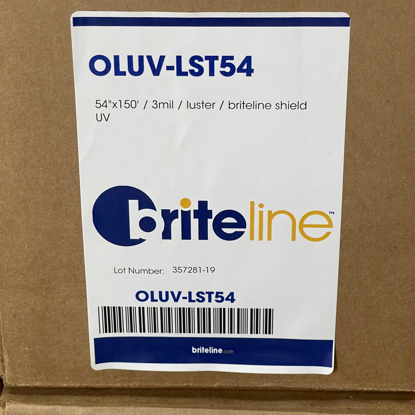 BRITELINE Shield Luster UV Overlaminate 3 MIL PVC Film 54"x 150' Roll OLUV-LST54