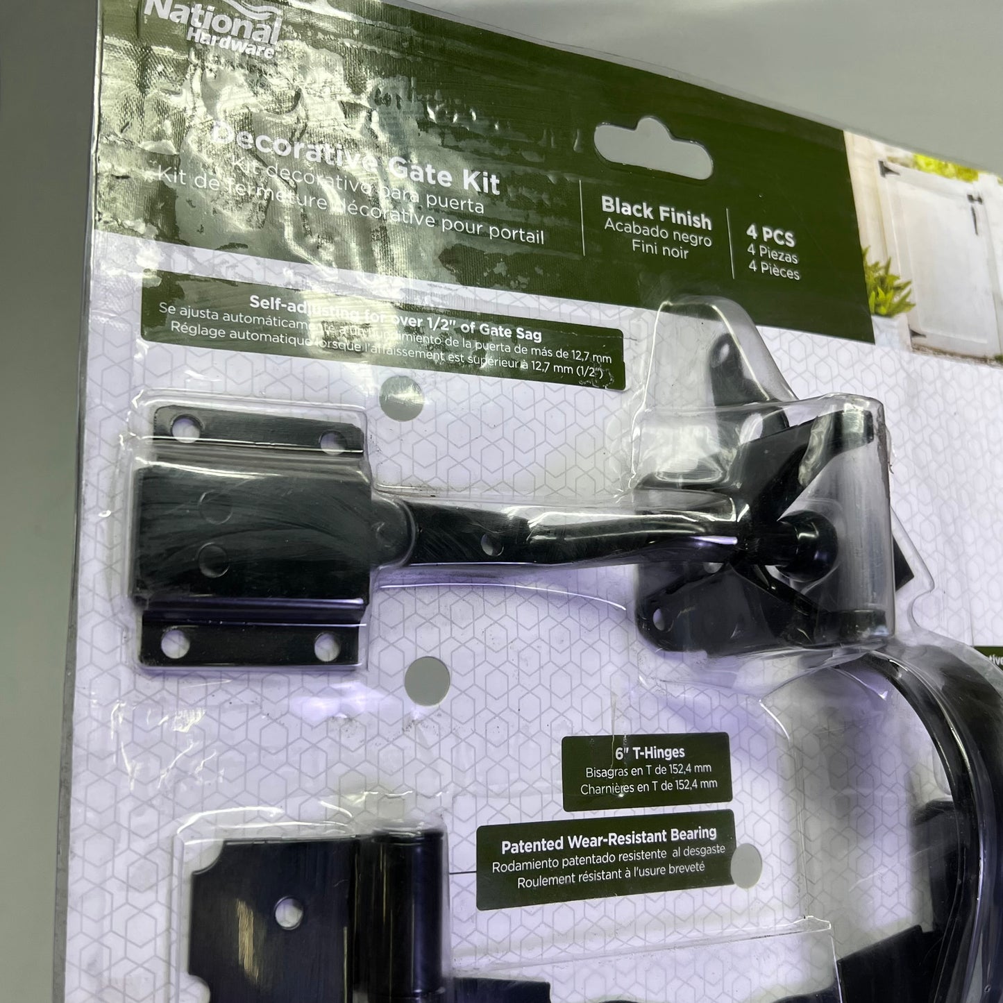 NATIONAL HARDWARE Decorative Gate Hardware Kit Steel 8" Black Finish N343-467