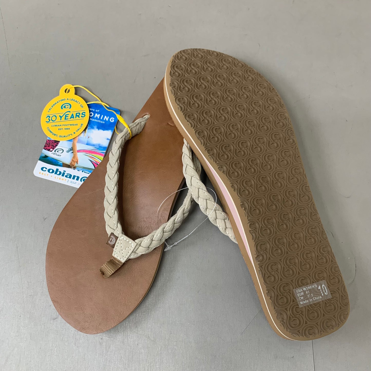 COBIAN Braided Pacifica Sandals Women's SZ 10, EU 41 Cream BBP23-110-10