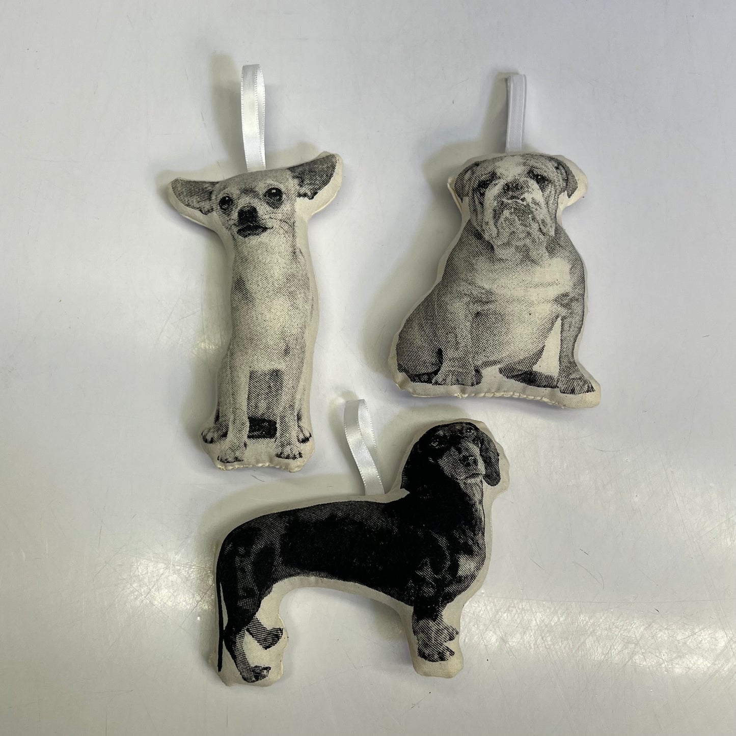 BRODERPRESS (3 PACK) Hand Silkscreened Dog Ornaments 3.5"x5" Black & White