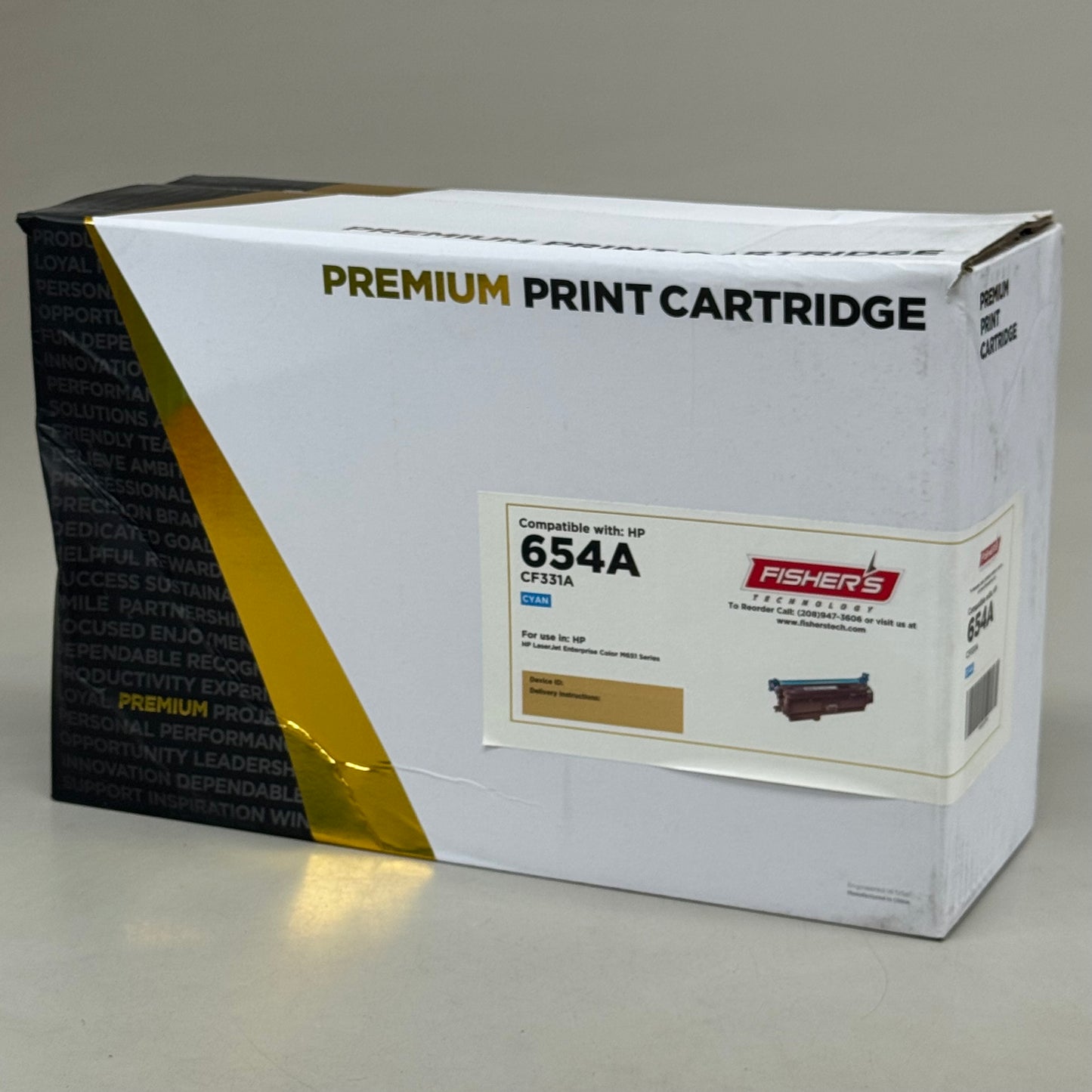 FISHER'S TECHNOLOGY Premium Print Cartridge For HP Laser Jet 654A Cyan CF331A (New Other- Distressed Packaging)