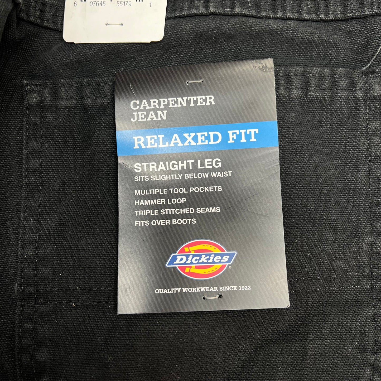 DICKIES Relaxed Fit Heavyweight Carpenter Jeans Men's Sz 38X32 Black DU336RBK