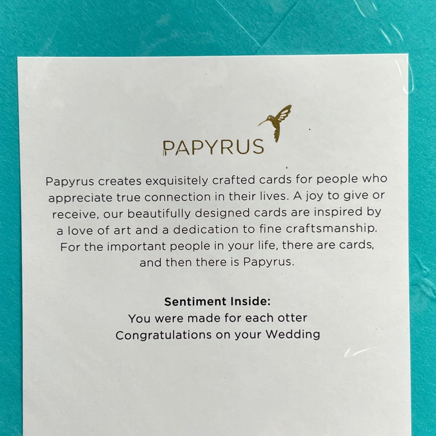 PAPYRUS (3 PACK) "Made For Each Otter" Wedding Congratulations Card 6" Blue