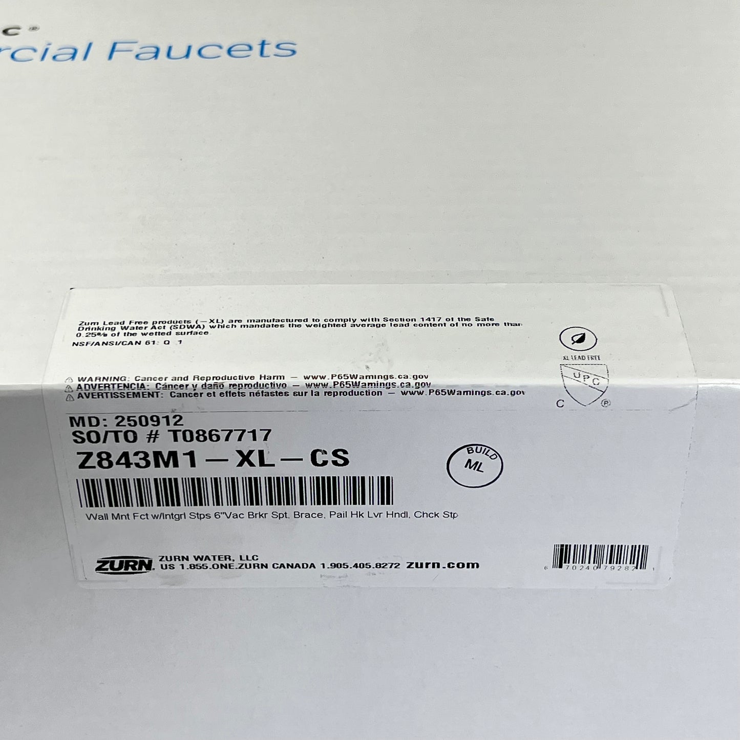 ZURN Wall-Mount Sink Faucet 6" Vacuum Breaker Spout Chrome Z843M1-XL-CS