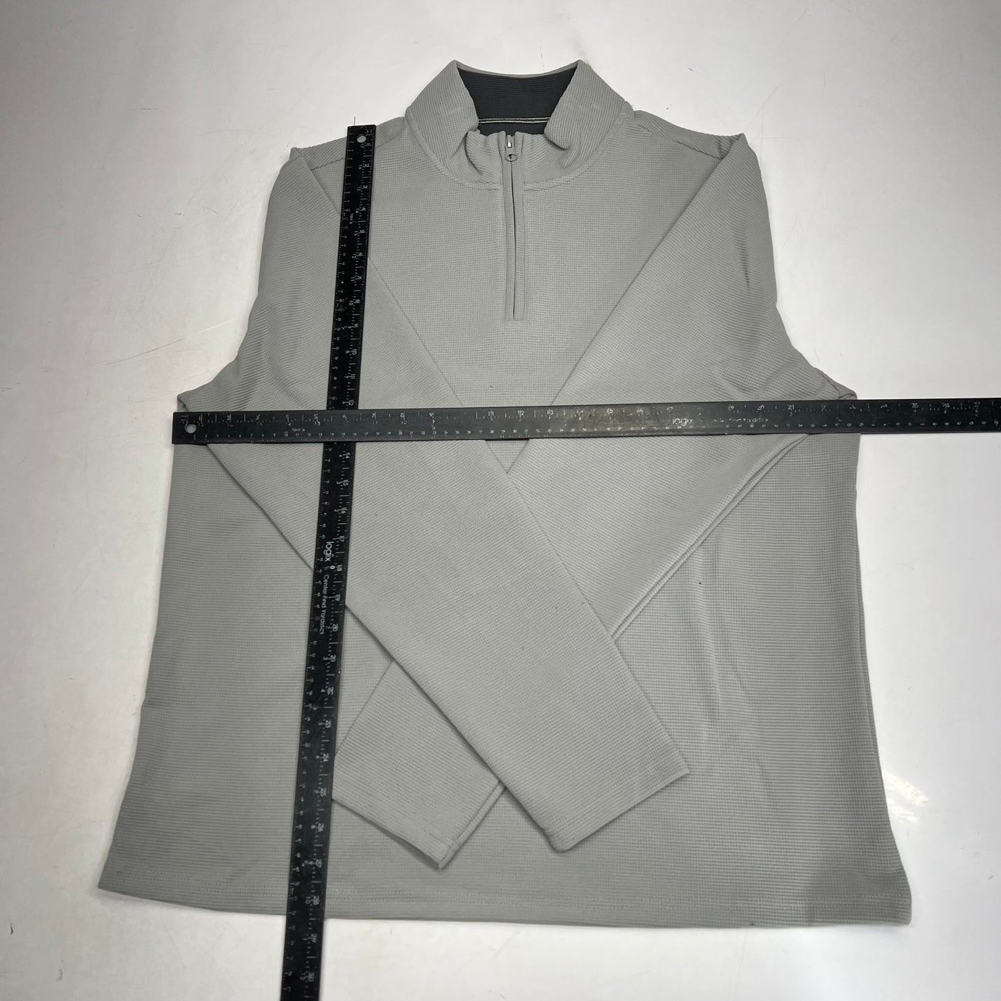 THOMAS STERLING Half Zip Soft Waffle Knit Jacket Mens Sz L Light Grey 1100034747