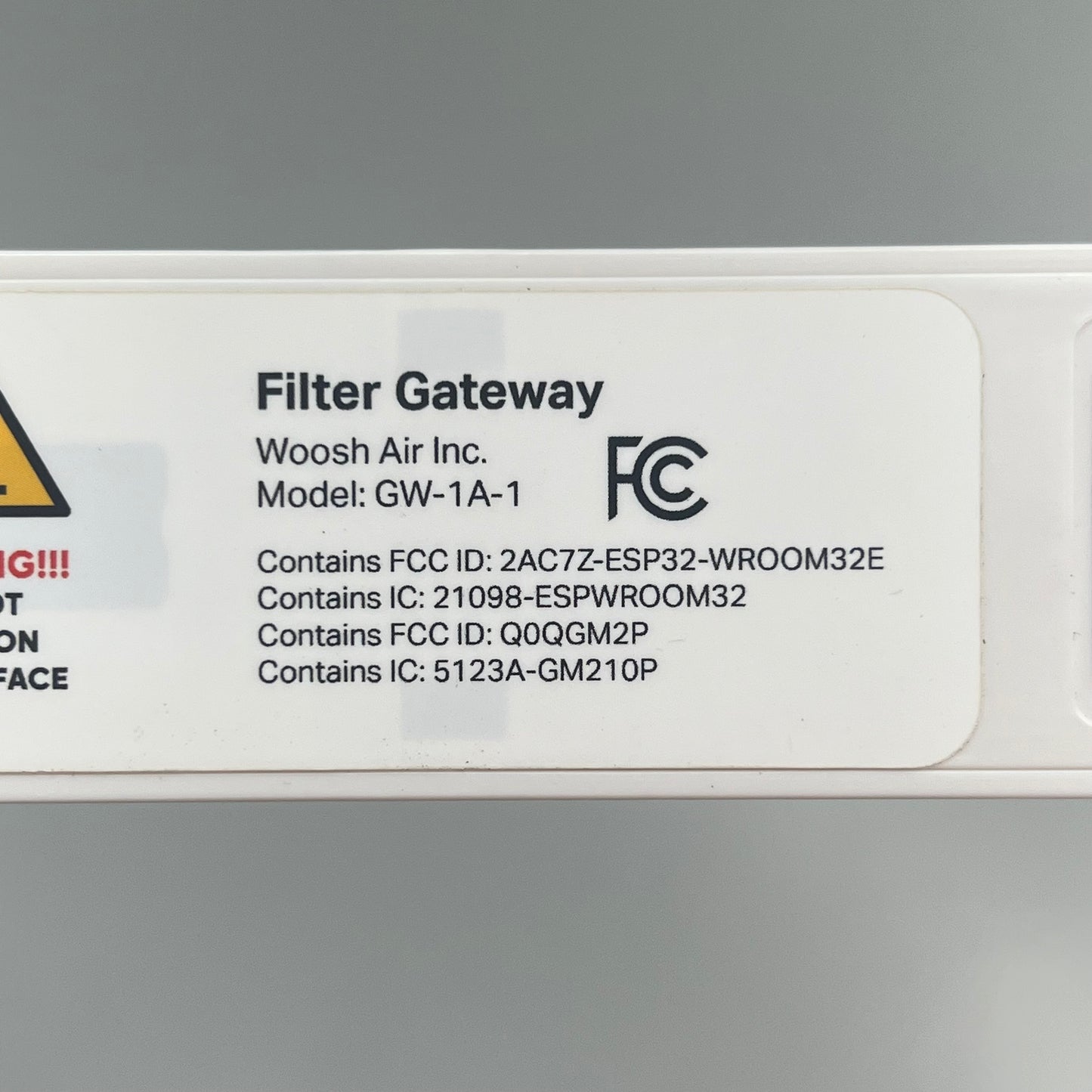 WOOSH AIR INC Filter Gateway Button/Remote White GW-1A-1