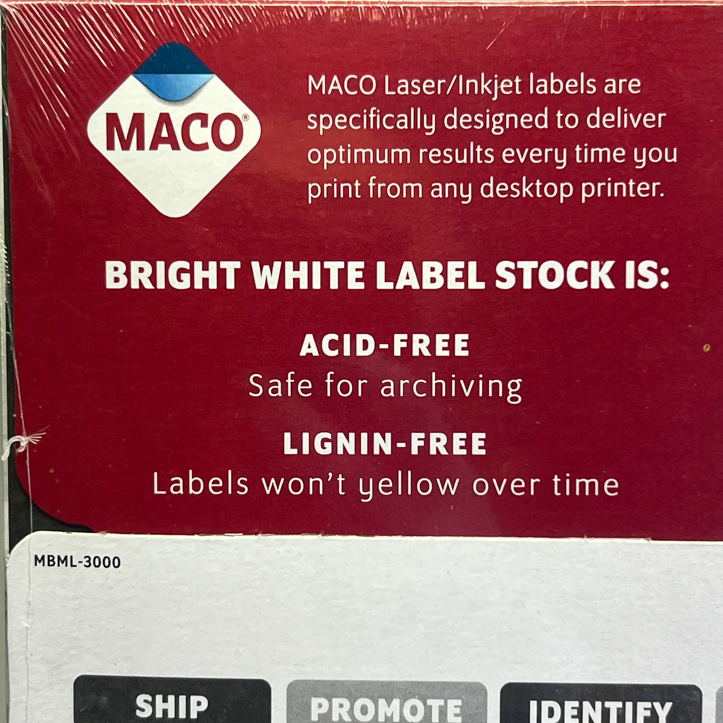 MACO (3000 Labels) Bright White Label Stock 1" x 2 5/8" White ML-3000
