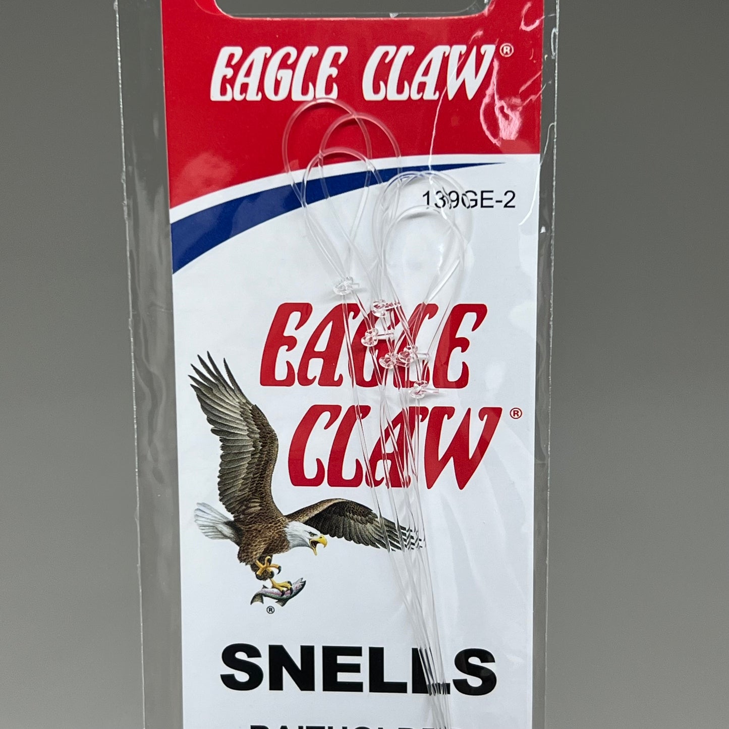 EAGLE CLAW(12 PACK)Medium Wire Baitholder Snell Worms & Chunk Red #2 6pc 391GE-2