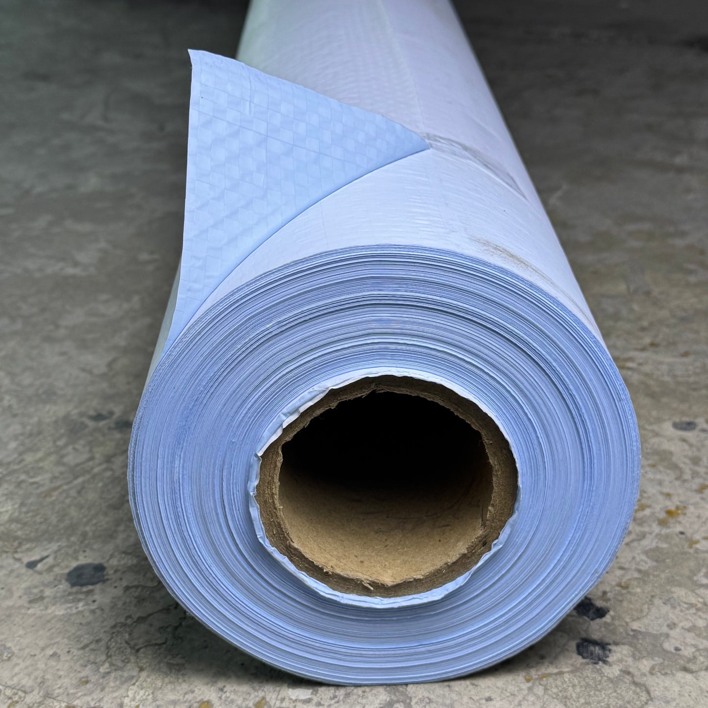 Heavy-Duty Reinforced Tarp Roll 60”W x 600’ White/Blue Waterproof