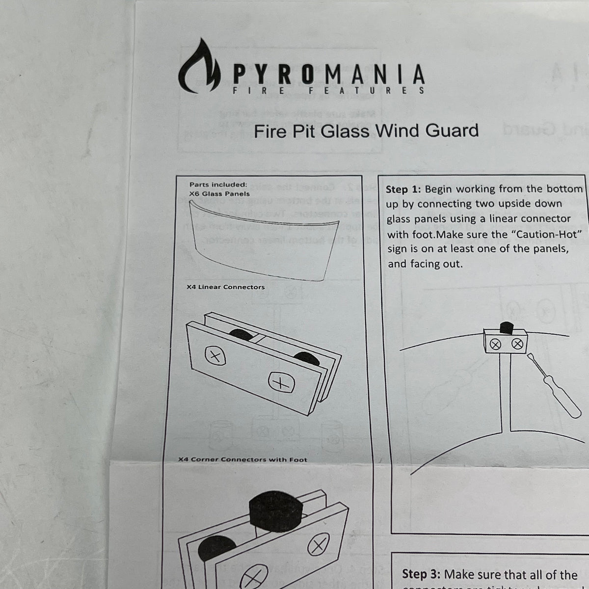 PYROMANIA FIRE FEATURES  Heat Resist Tempered Glass Wind Guard  51"x9" GWS-5109
