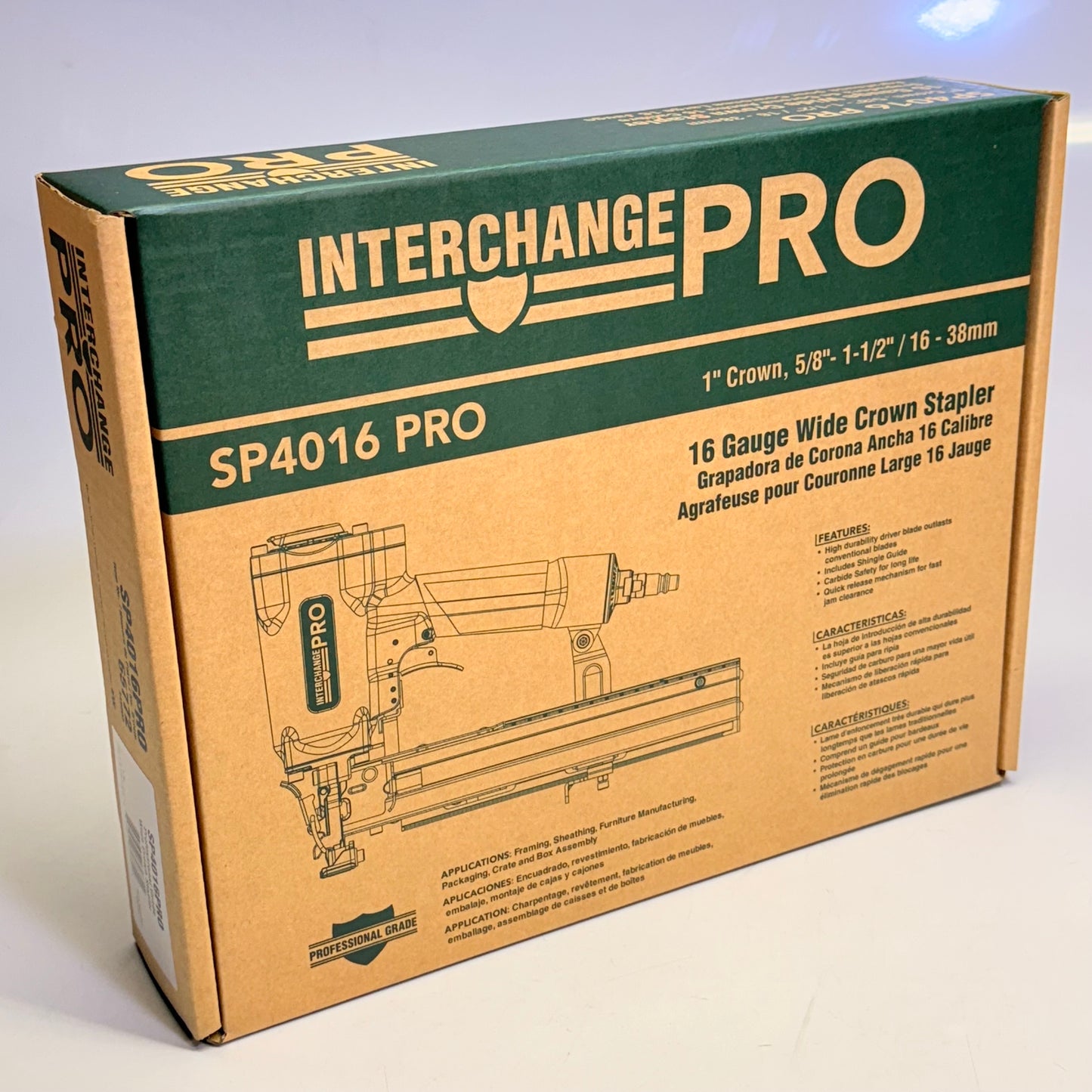 INTERCHANGE BRANDS 16 Gauge Wide Crown Stapler 1" Crown Black SP4016PRO