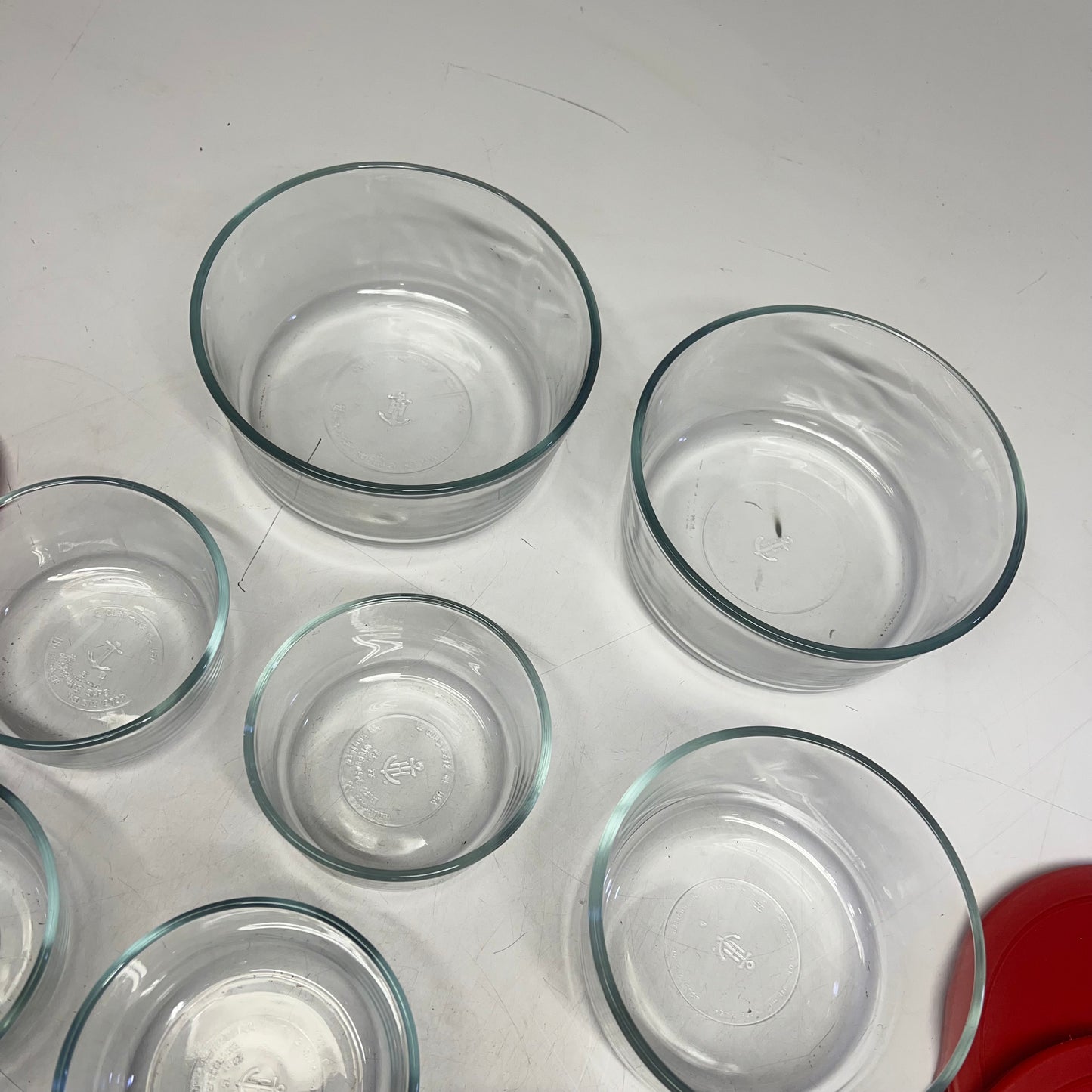 ZA@ ANCHOR (26 PIECE SET) Glass Food Storage Set Snug Fit Lids 1,2,3 & 7 Cup Red 14607ECOM A