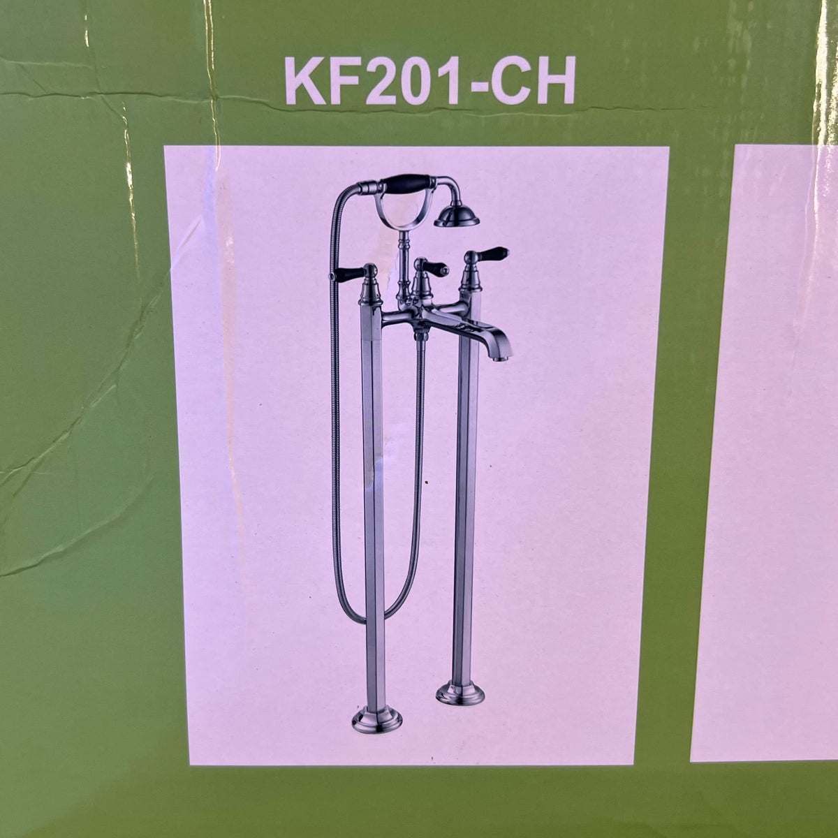 WOODBRIDGE Freestanding Bathtub Faucet Floor Mount Tub Filler with Handheld Shower Sz 39.5"H x 10.5"W - Chrome KF201-CH