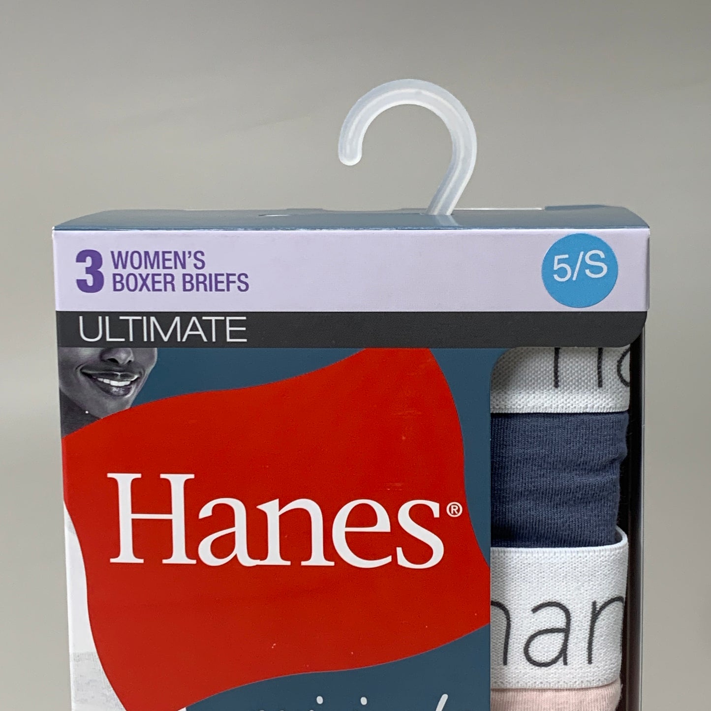 HANES 3 PACK!! Originals Women's Breathable Cotton Boxer Briefs Underwear Sz S Blue/Buff/Pink 45OUBB