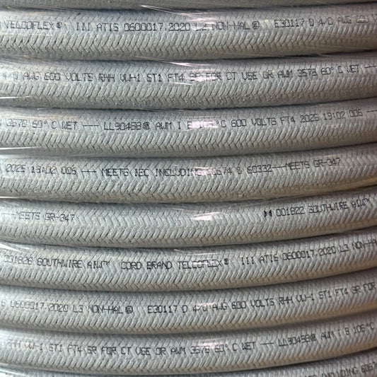 SOUTHWIRE Telcoflex lll 4/0 AWG Power Cable Grey 600V Sz 350 ft