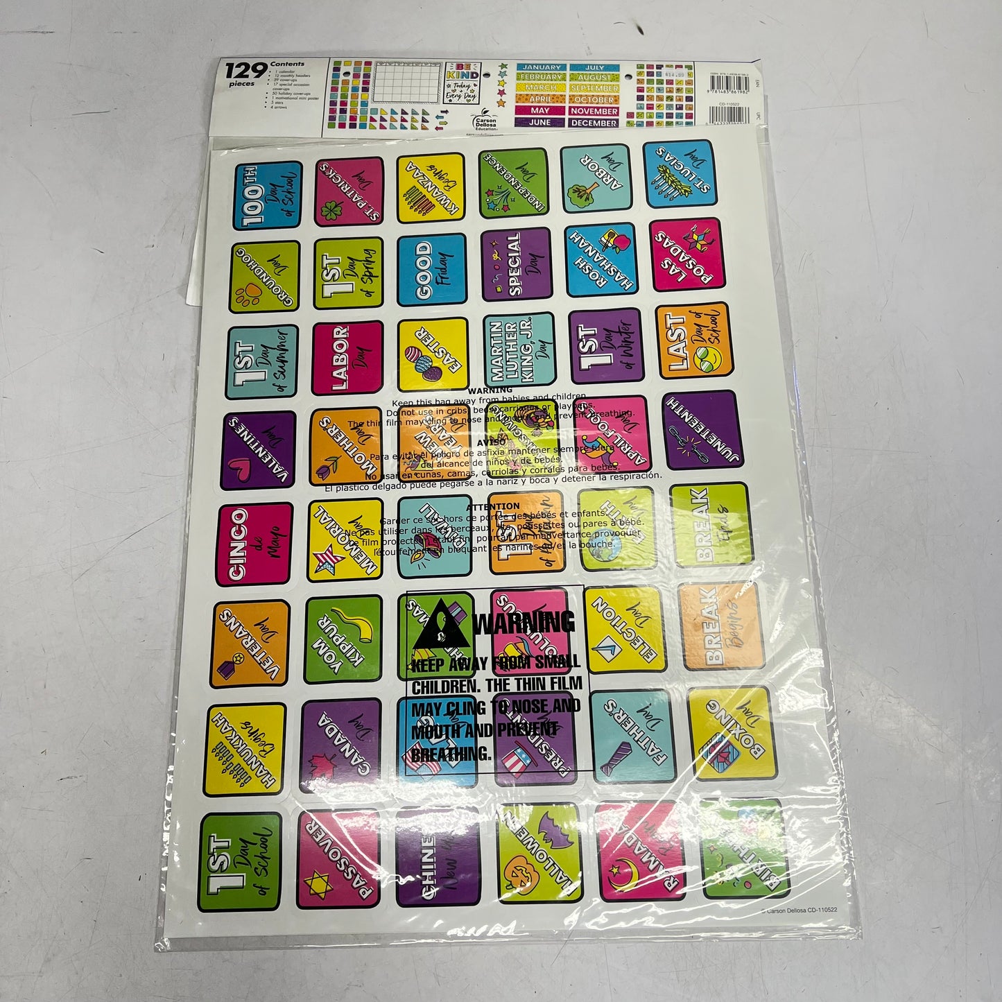 CARSON DELLOSA (2 PACK) Kind Vibes Calendar Bulletin Board Set 129 Pieces