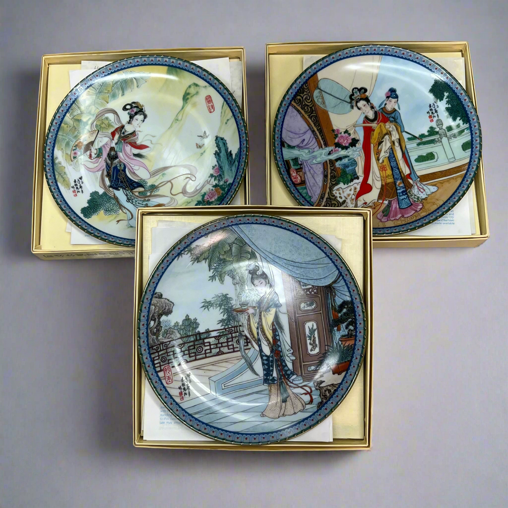 IMPERIAL JINGDEZHEN PORCELAIN  (FULL SET OF 12) Chinese Collectors Plates 8.5"d