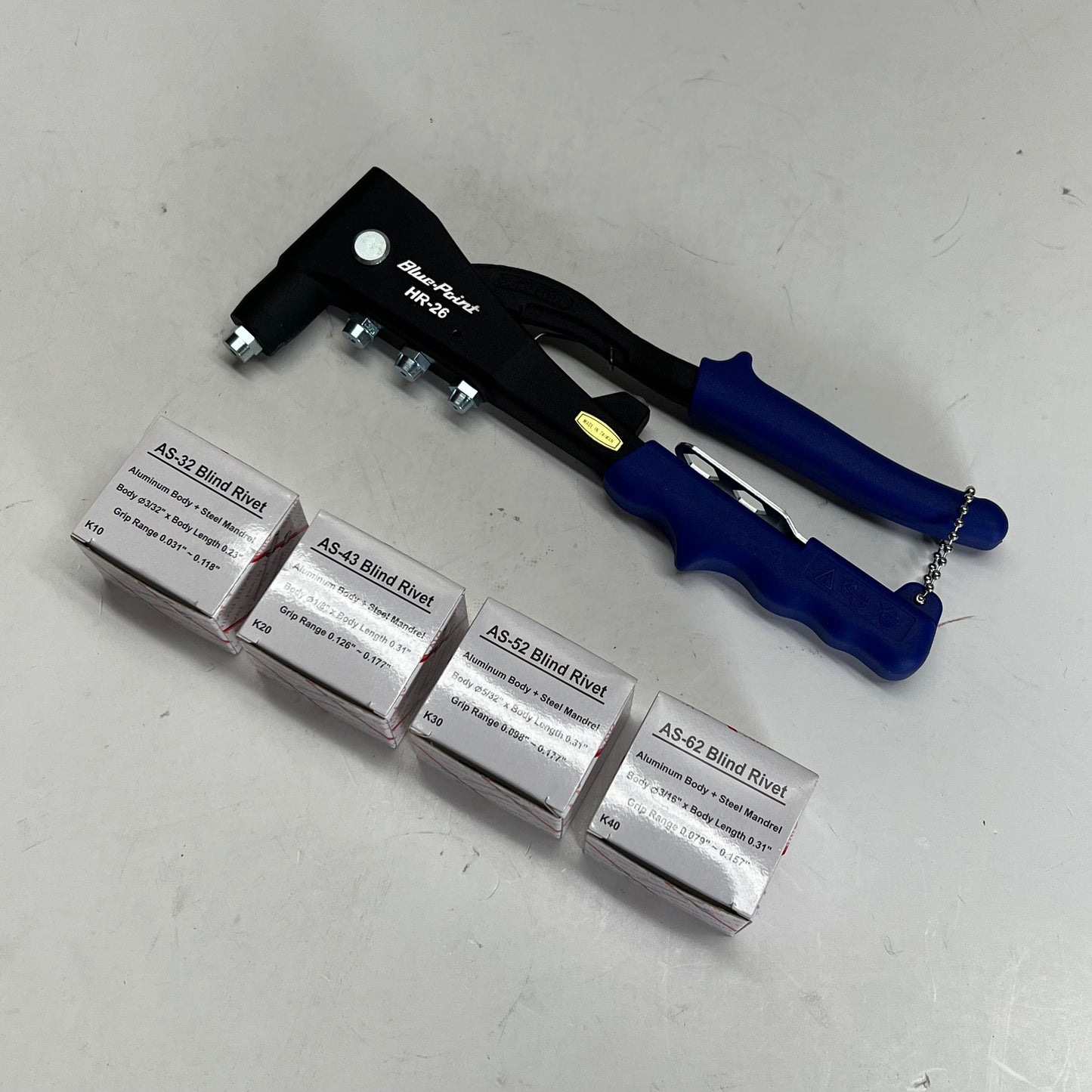 BLUE POINT Industrial Hand Rivet Tool Kit Anti-wear Design Blue HR-26PKC
