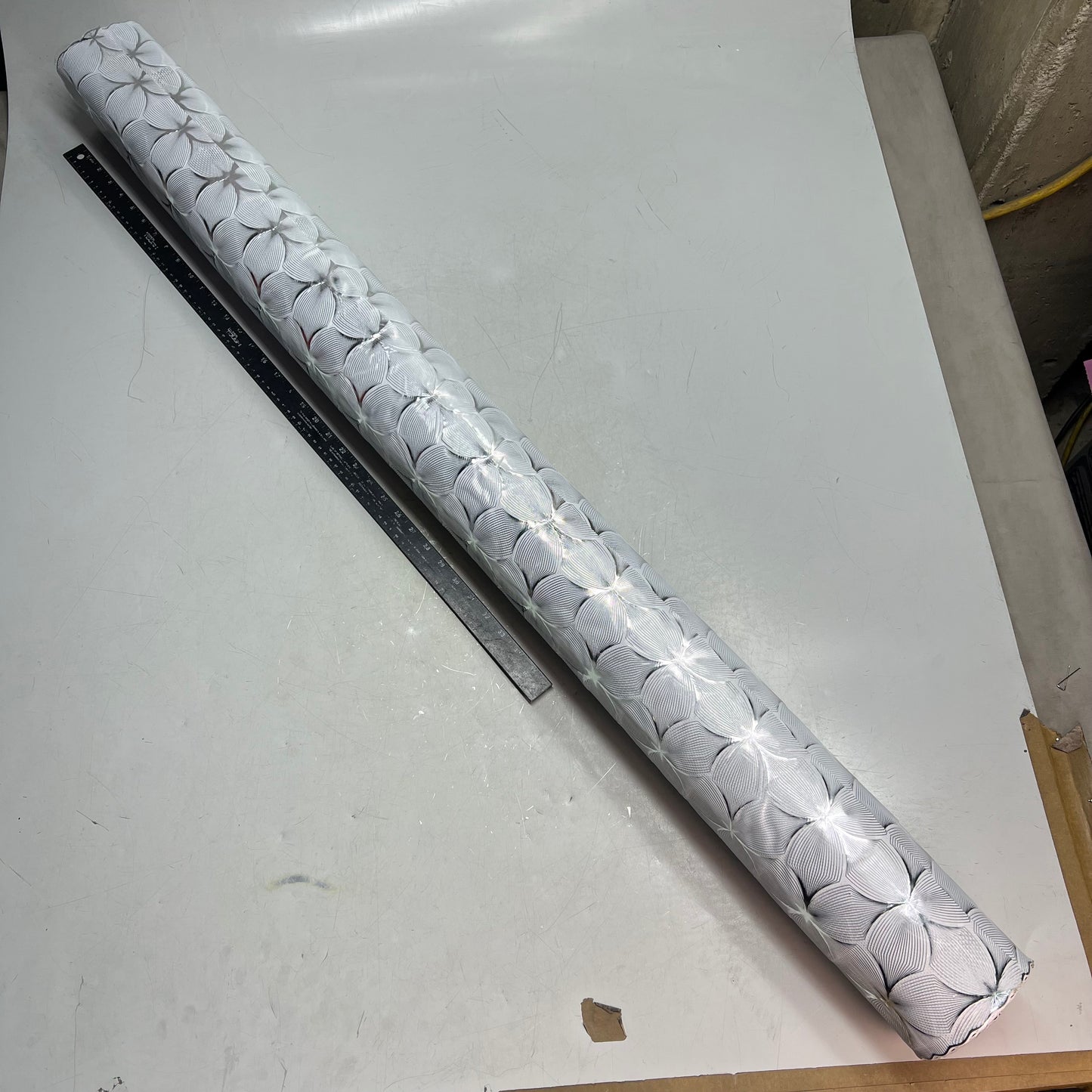 PVC Lace Dining Tablecloth Floral Pattern 54"x60' White/Silver