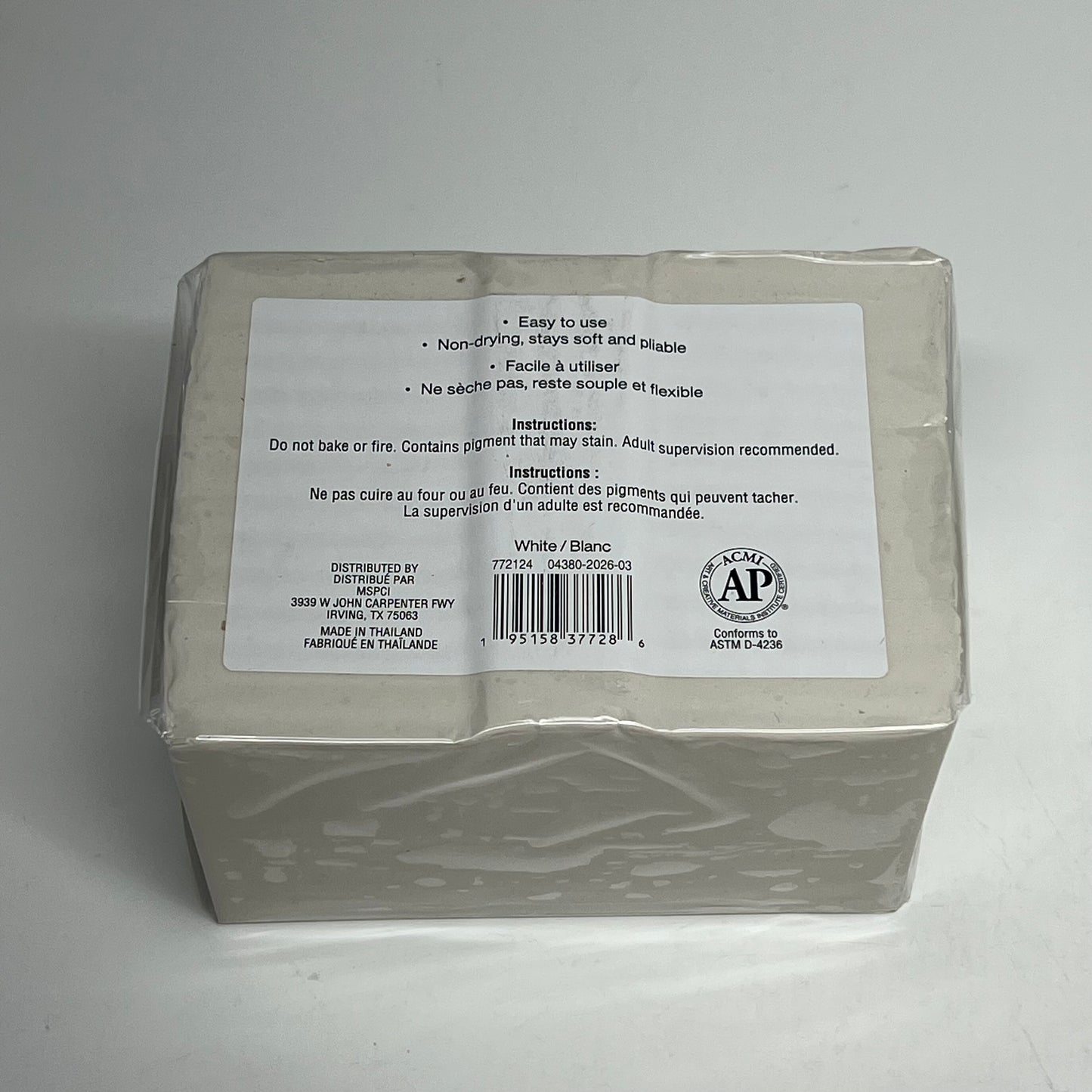 ZA@ CRAFT SMART (2 PACK,4.5 Lb EACH) Plastalina Modeling Clay Never Hardens White 772124