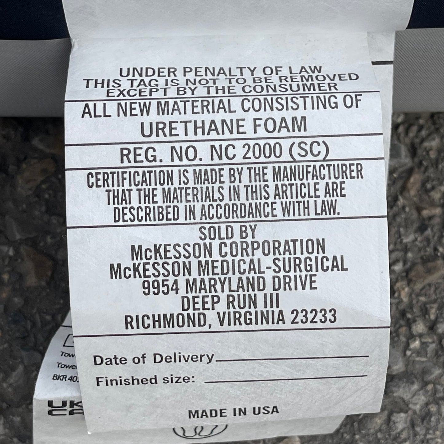 ZA@ MCKESSON Therapy Foam Medical Mattress Blue & Grey (AS-IS)