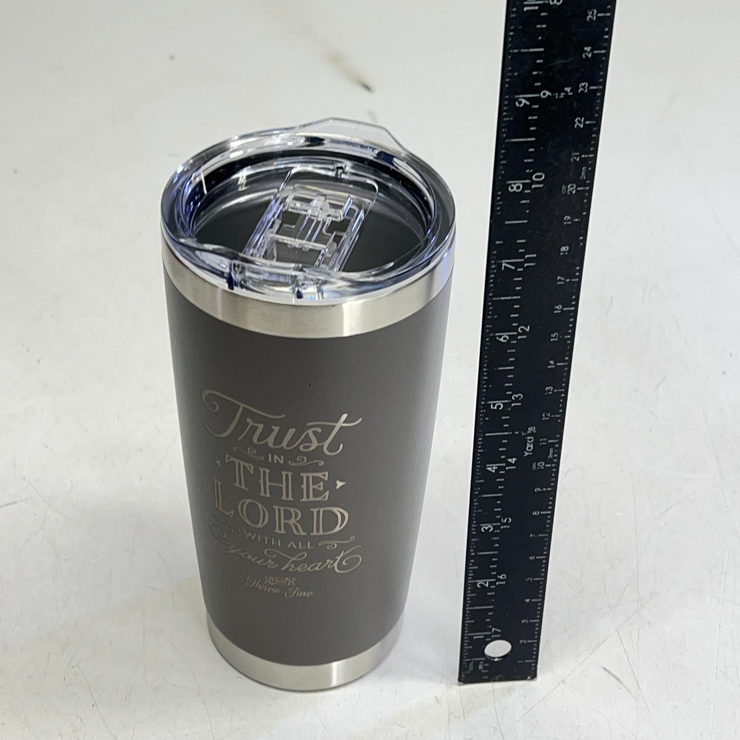 CHRISTIAN ART GIFTS Trust in the Lord Stainless Steel Mug 18 oz Taupe SMUG191