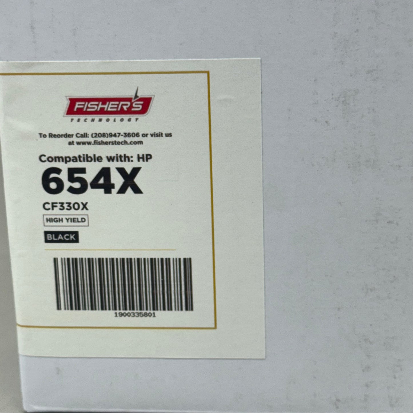 FISHER'S TECHNOLOGY High Yield Premium Print Cartridge For HP Printer 654x Black CF330X (New Other- Distressed Packaging)