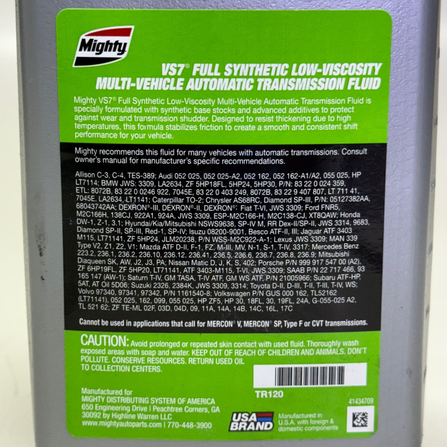 MIGHTY (6 PACK) VS7 Multi Vehicle Atf Automatic Transmission Fluid 1 qt Grey TR120
