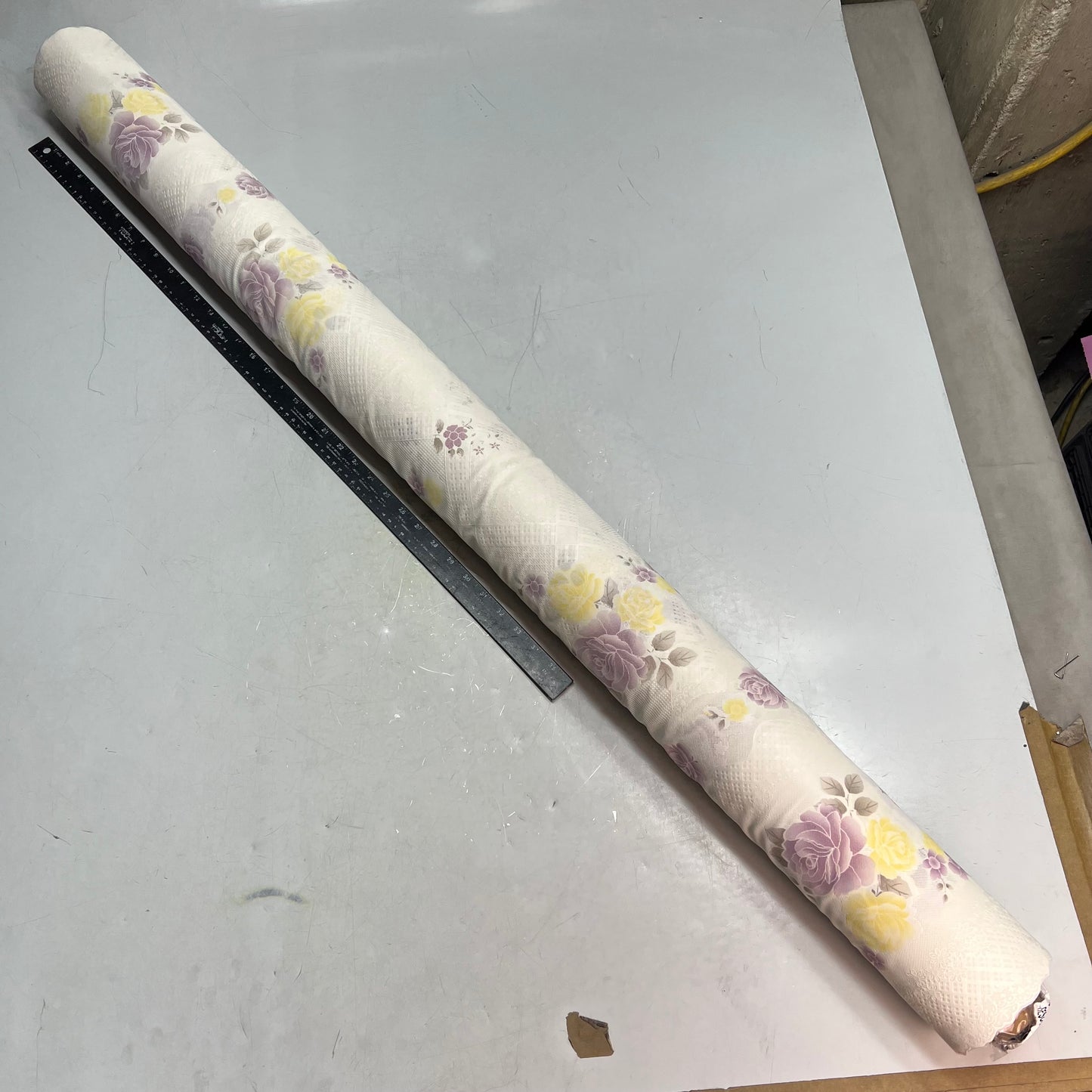 PVC Faux Lace Floral Dinning Table Cloth 54"x60' White/Yellow/Purple LA-0533D