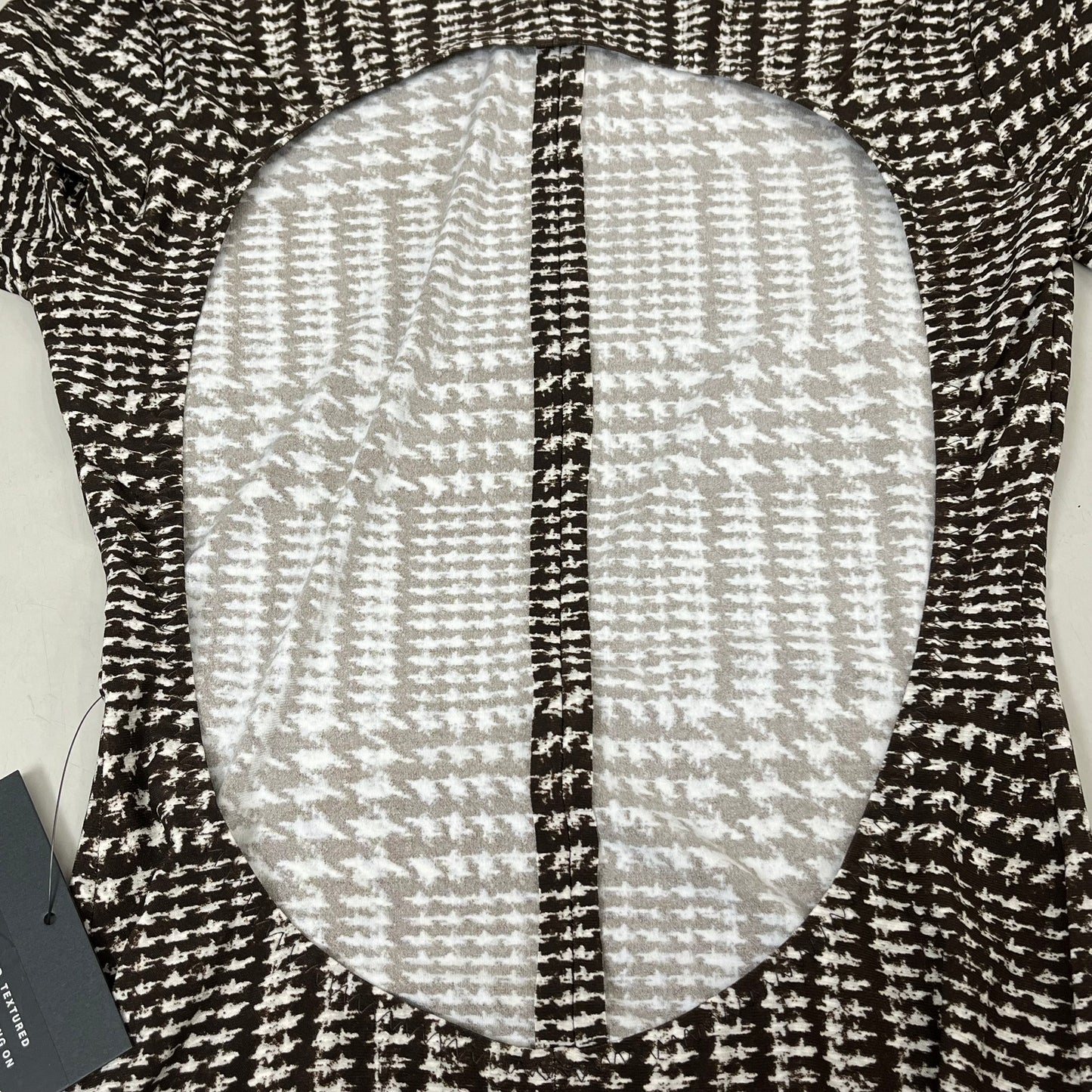 NORMA KAMALI Sleeve Open Back Catsuit Footsie Women's Sz XXS/32 Chocolate Plaid