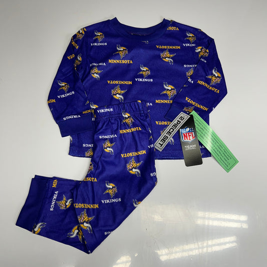 OUTERSTUFF NFL Minnesota Vikings Long Sleeve Pajama Set Kids Sz 2T Purple