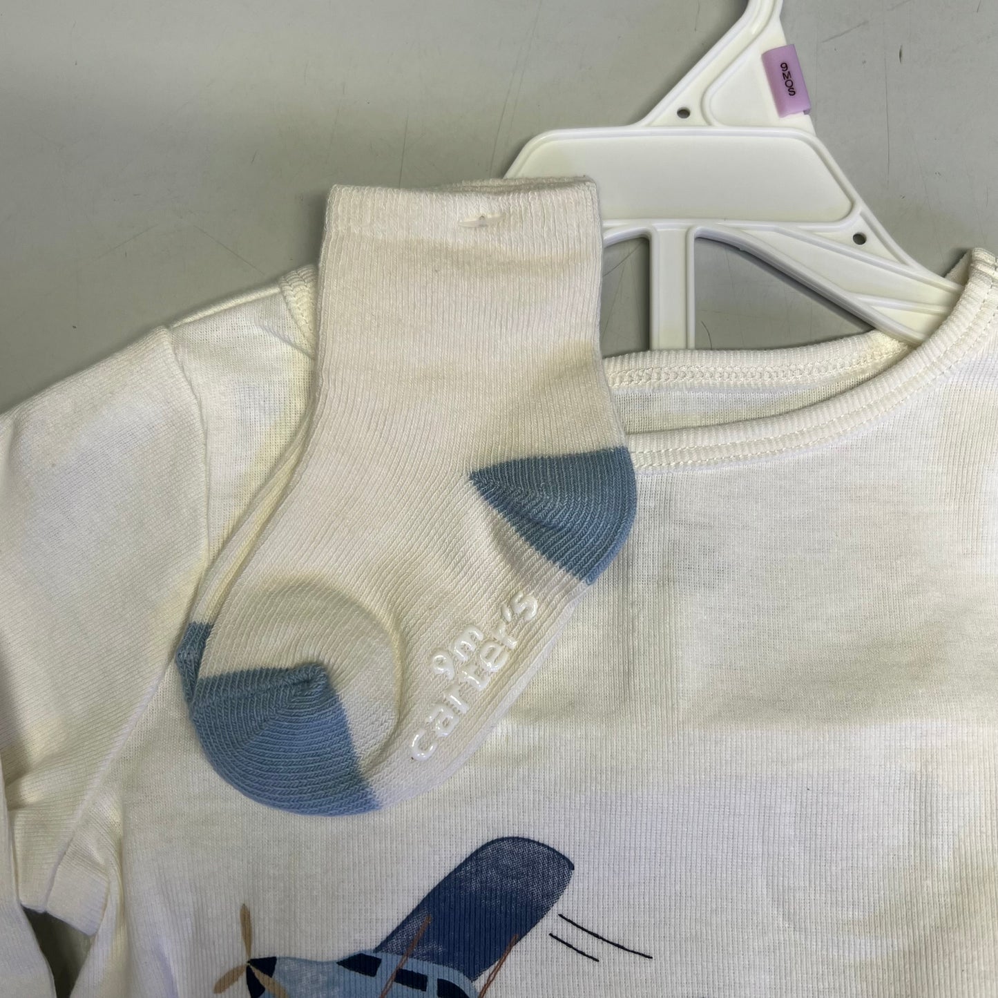 CARTERS (4 PIECE SET) 100% Cotton Airplane Print Outfit Set Boy's Sz 9M Blue