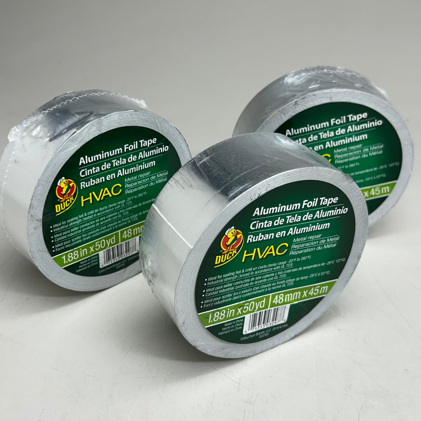 DUCK (3 PACK) Aluminum Foil Tape For Metal Repair 1.88"x50YRDS Silver (New Other- Slightly Distressed Packaging)