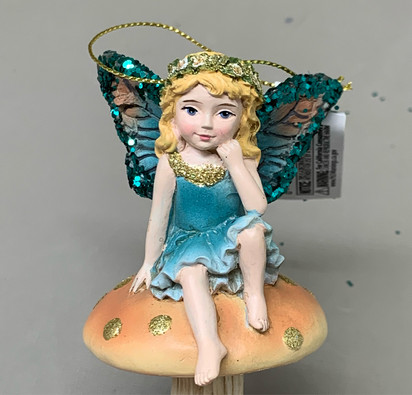 KURT S. ADLER (6 PACK) Fairy Blonde Sitting On Mushroom Christmas Ornament 4“ E0916