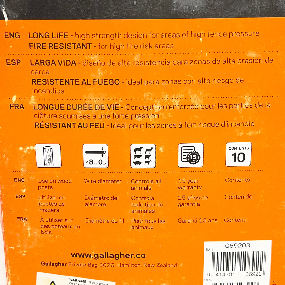 GALLAGHER (10 PACK) Porcelain High Strain Fire Resistant Insulator White G69203