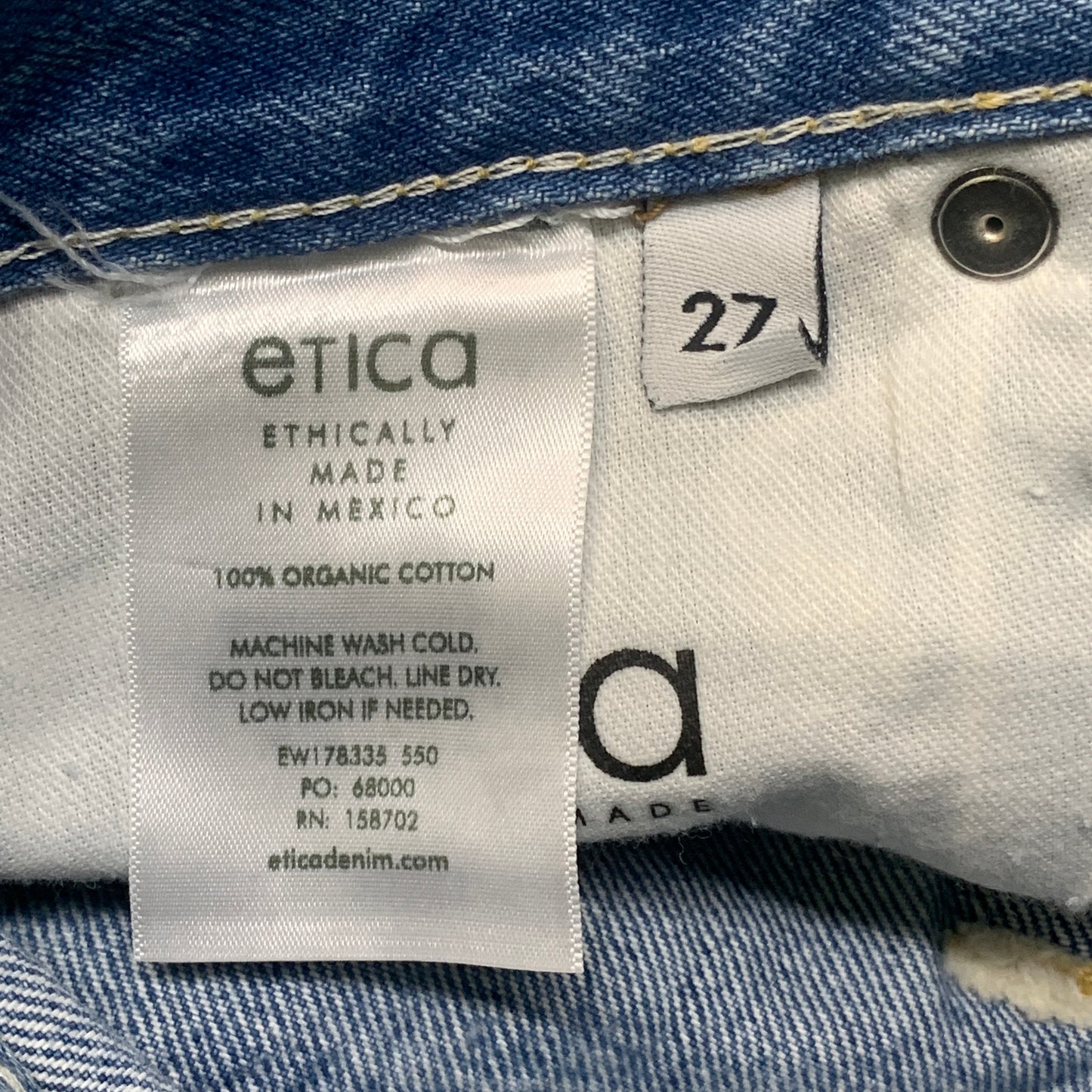 ETICA Fern High Rise Shorts Certified Organic Rip Current Size 27 EW178335