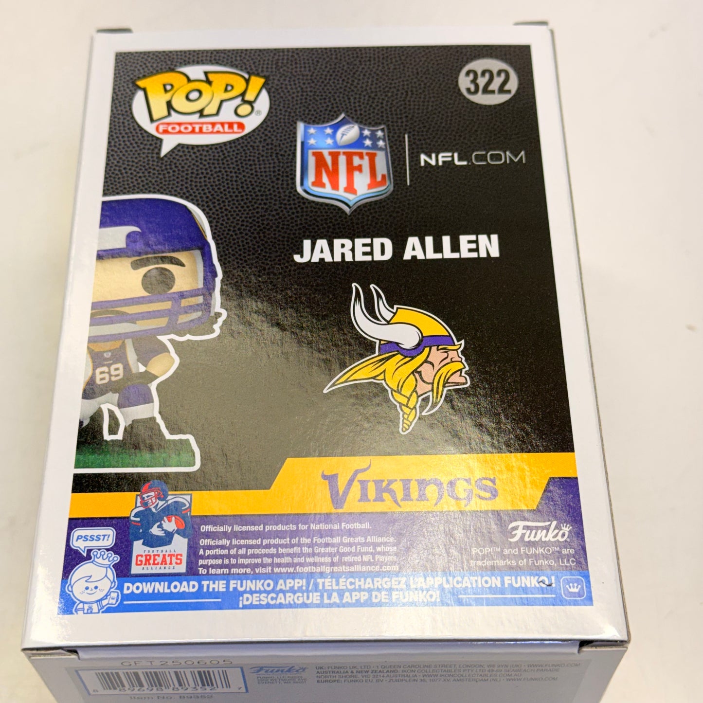 FUNKO POP Jared Allen Vinyl Figure Vikings Ages 3+ 322