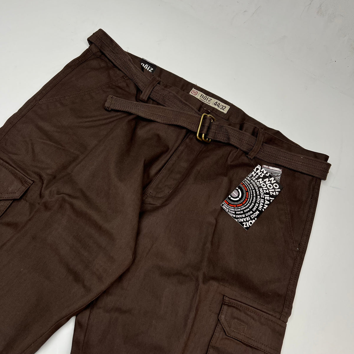 NOIZ Premium Jeans Cargo Pants W/ Belt Men's Sz 44/32 Brown KP610M